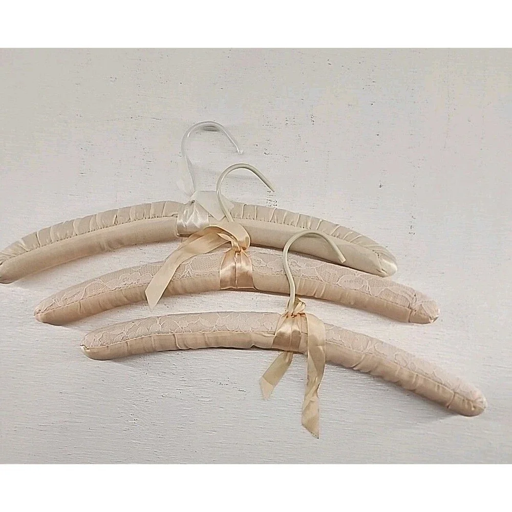 Vintage 9 Padded Satin Lace Lingerie Clothes Hangers‎ Plastic Coated Or Metal